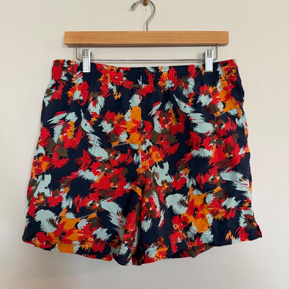 Columbia Sportswear Mens XL6875 Abstract Print Swim Trunks Red Orange Blue L 5in